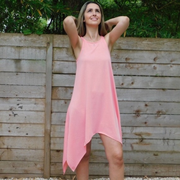 NWOT Zenana Outfitters Pink Handkerchief Dress Size Medium - Picture 4 of 8